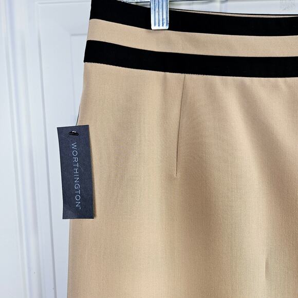 New Worthington Straight Career Business Office Skirt Tan Black Size 12 - Picture 5 of 11